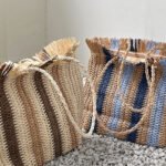 Striped Raffia Shopper Bag